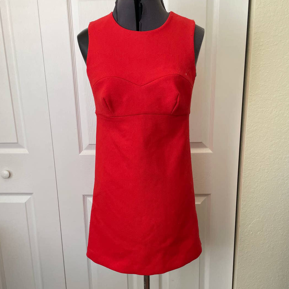 Milly Orange A-Line Top Stitched Sleeveless Textured Mini Dress • Size 2 🔴